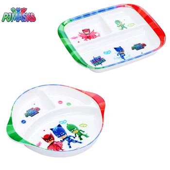 

New Pj Masks Genuine Children's Tableware Cartoon Anti-fall Complementary Food Tablewares Round Square Plate Spoon Fork Set
