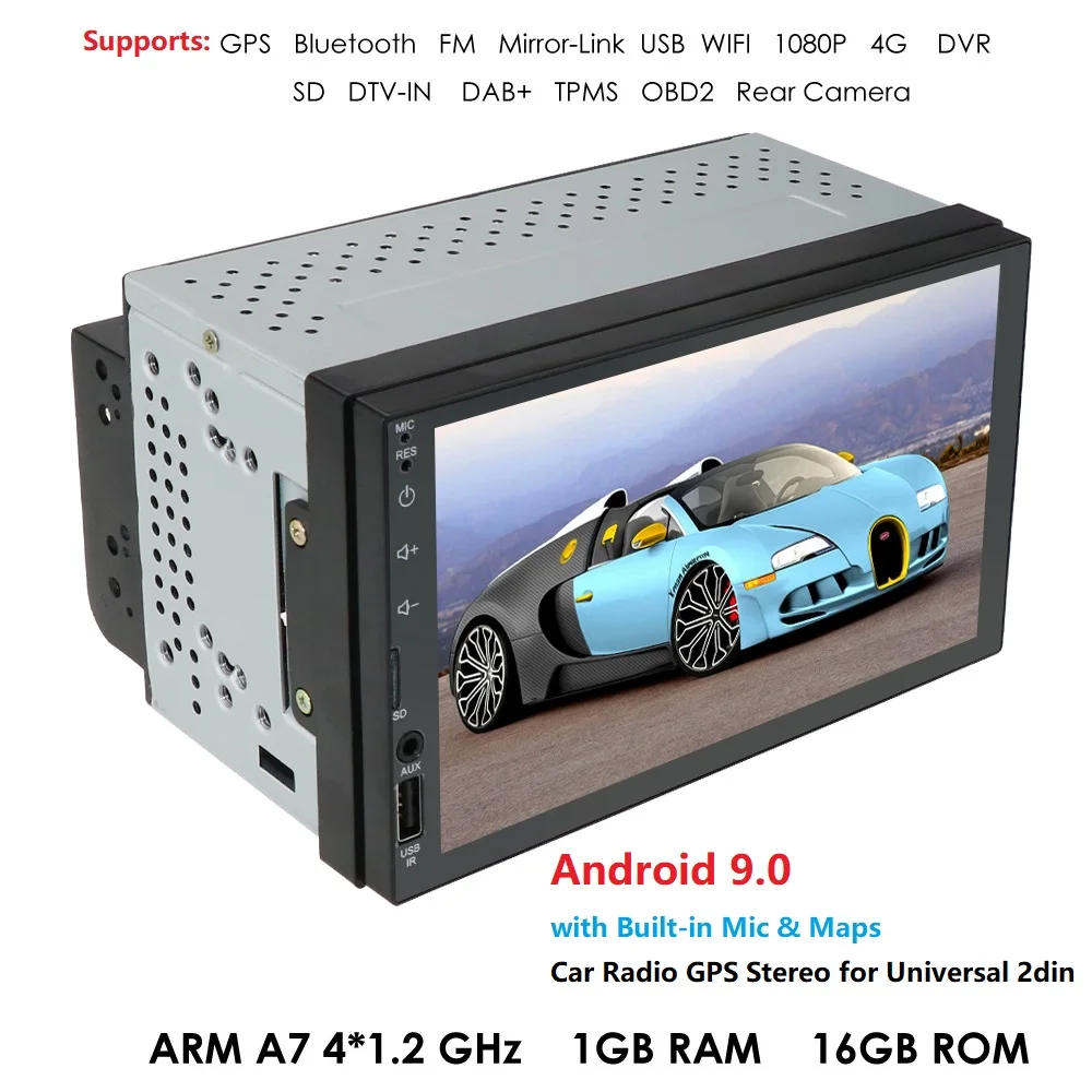 Android 9.0 Doppel Din Autoradio Navi DAB USB Bluetooth 4G WiFi DVB-T2 OBD RDS
