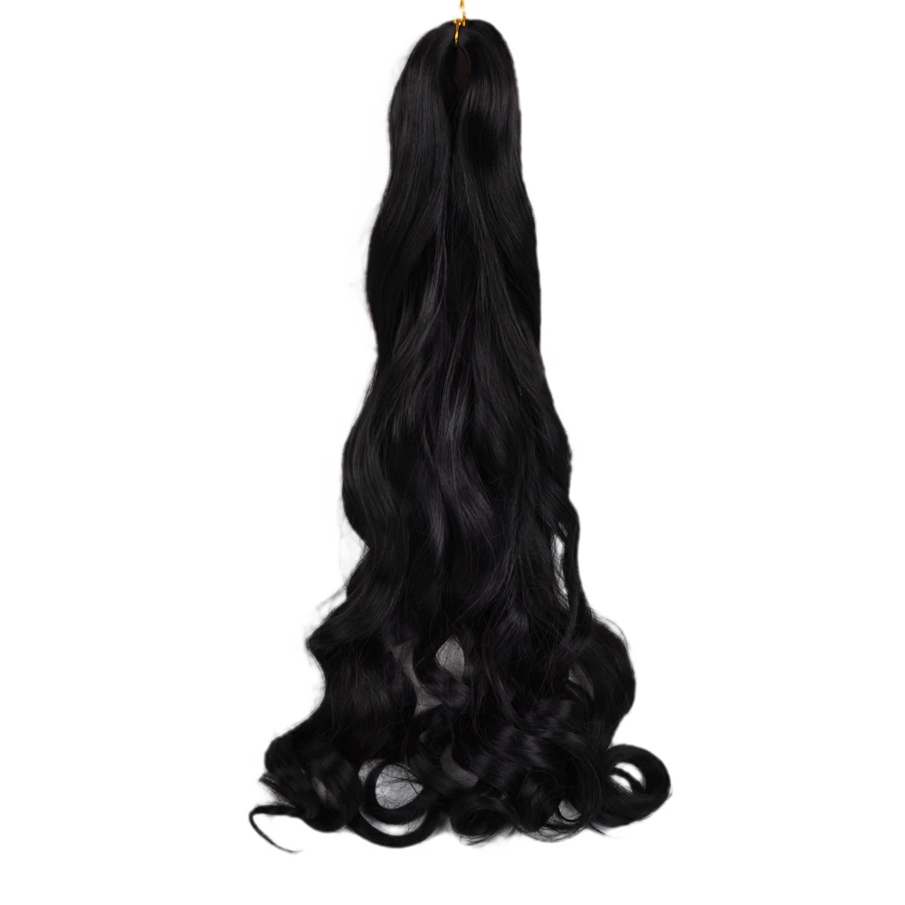 Synthetic 26 Inches Loose Wave Crochet Braids Hair Ombre Spiral Curls Pre Stretched Braiding Hair Extensions For Black Woman