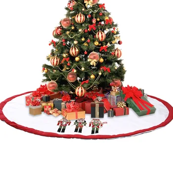 

120cm Christmas Tree Skirts Party Festive Xmas Decorations Walnut Soldier Linen Cloth Tree Skirt