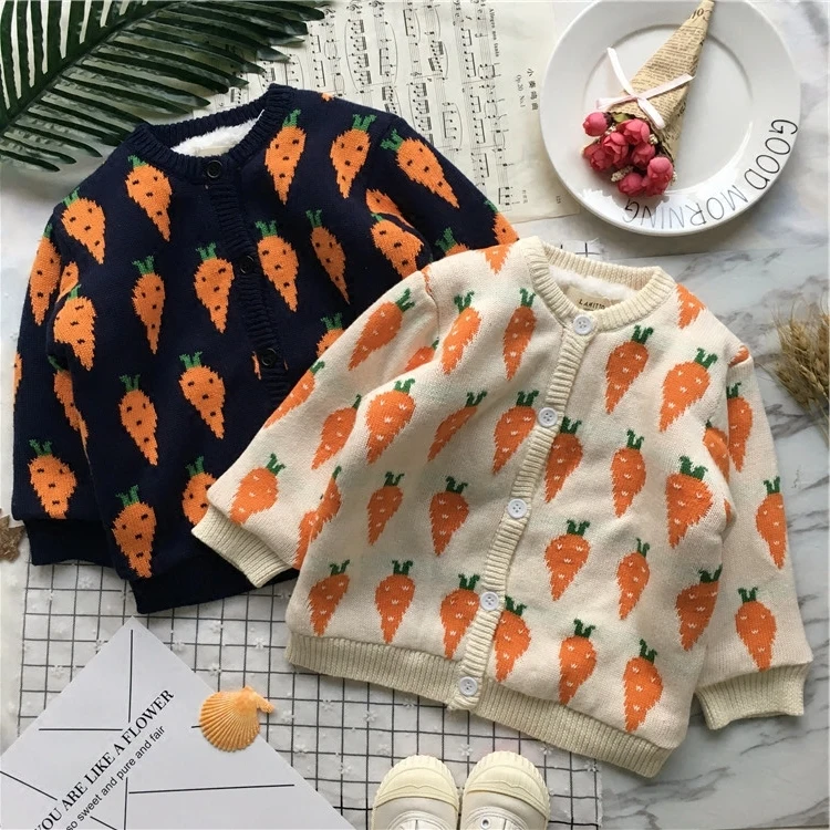 Tonytaobaby Зимний новый кардиган для мальчиков и девочек из хлопка с редисом Свитер