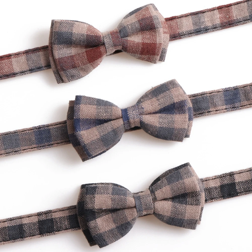 Cat Collar Bow Tie with Bell Plaid Cat Collar Cute Charm Adjustable Safety Kitty Kitten Collars(6.8''-10.8'')
