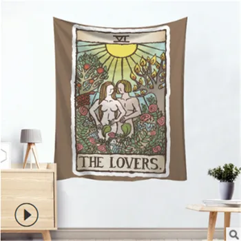 

Newly Fashion Creative Sun and Moon Tarot Psychedelic Tapestry Bohemian Hippie Wall Hanging Home Room Decor Tarot Tapestry