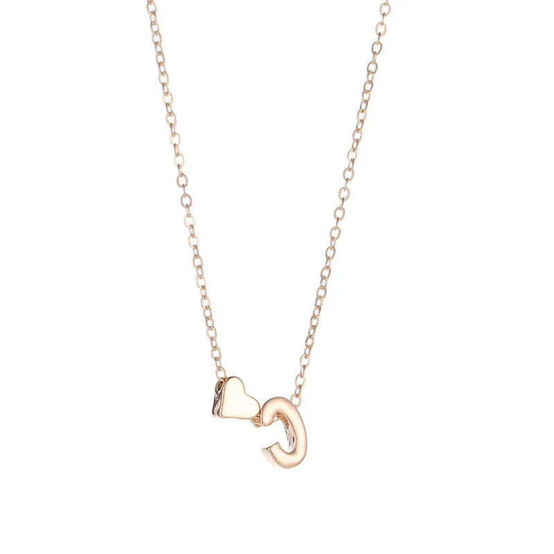 Fashion Tiny Heart Dainty Initial Necklace With Letter Name Choker Chain Necklace Women Gold Color Pendant Jewelry Gift