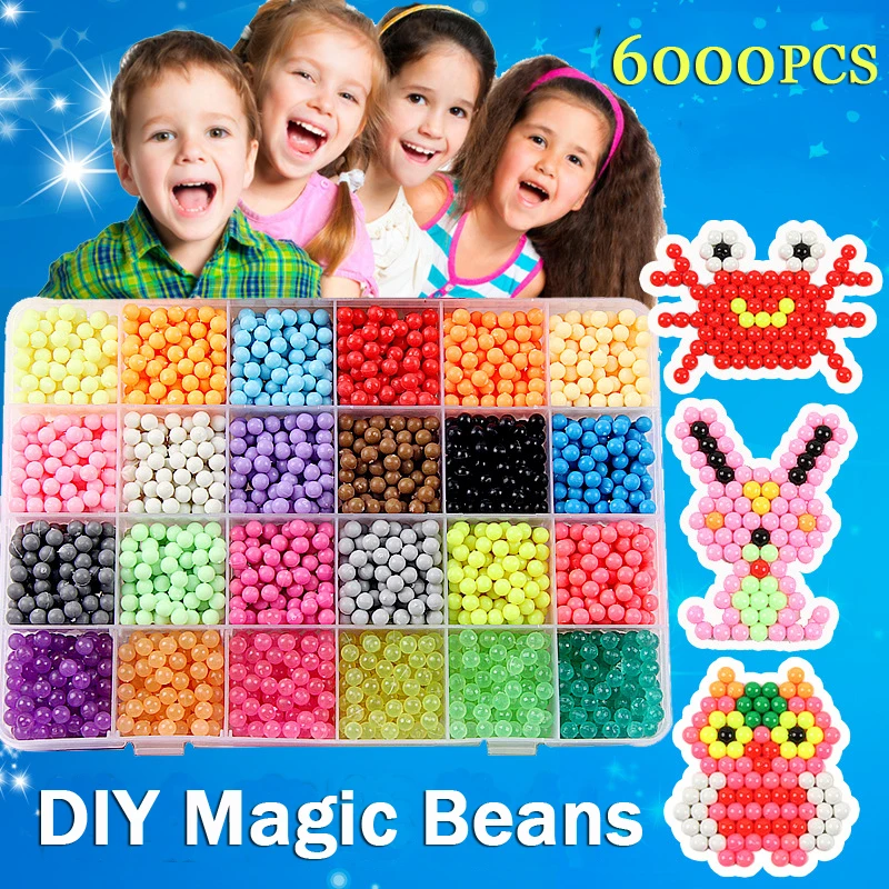 

24 colors Refill beads puzzle Crystal beads DIY Handmade toy ball games 3D handmade Puzzle Bean toys for kids