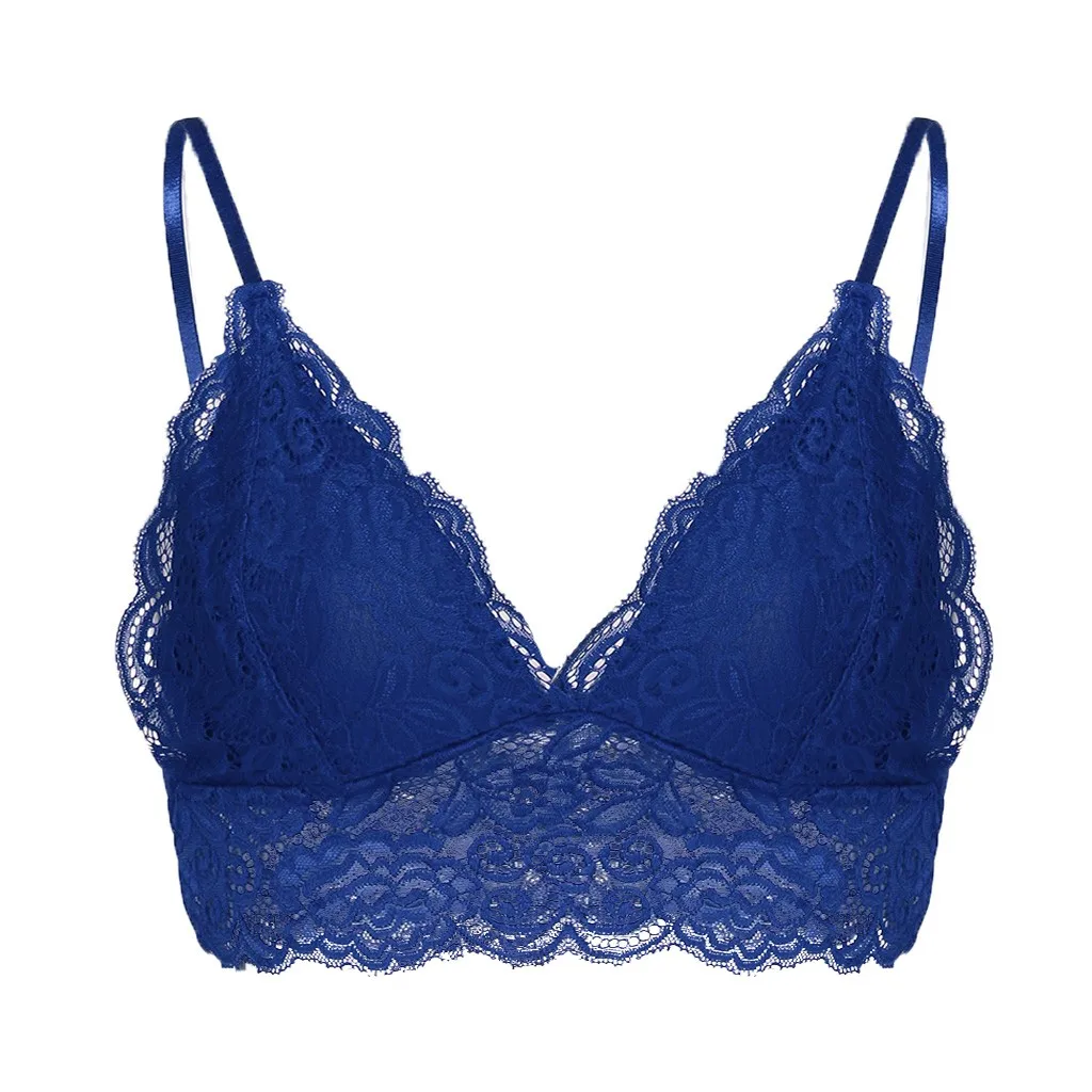 Blue Нижнее белье Новое Сексуальное Женское модное нижнее белье жилет большого размера укороченный беспроводной бюстгальтер нижнее белье сексуальное нижнее белье с v-образным вырезом ночное белье - Цвет: Blue