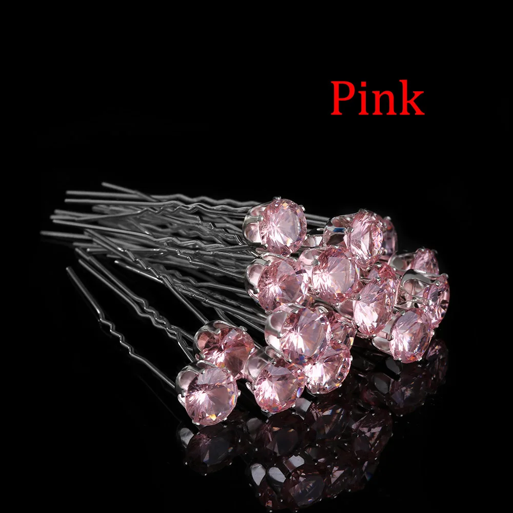 20 шт./лот, новейший специальный дизайн из горного хрусталя, заколки для волос с бабочкой, женские свадебные украшения для волос, хороший подарок - Окраска металла: Pink