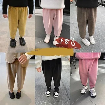 

Explosion models boys and girls plus velvet pants autumn and winter double-sided fleece comfortable trousers warm pants