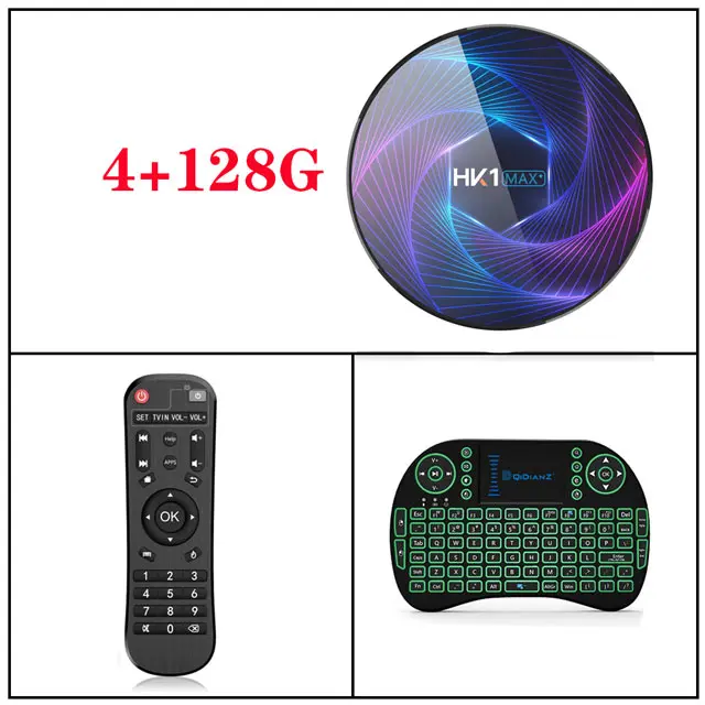 Предпродажа Смарт ТВ приставка HK1MAX Plus Android 9,0 2,4G и 5G Wifi 4GB 128GB 4K UHD Youtube Netflix телеприставка pk H96 X96 - Цвет: 4G128G-I8