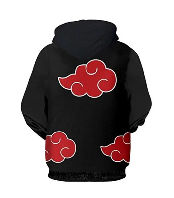 Наруто Акацуки красное облако Учиха Итачи Косплей красное облако печатных Толстовка пуловер/молнии Толстовка куртка