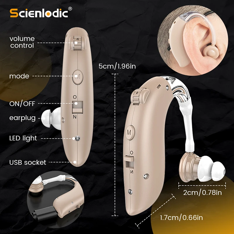 H3aa6614c231a4a6bb6911e6e74747712V Mini Rechargeable Hearing Aid Digital BTE Hearing Aids Adjustable Tone Sound Amplifier Portable Deaf Elderly digital Hearing Aid