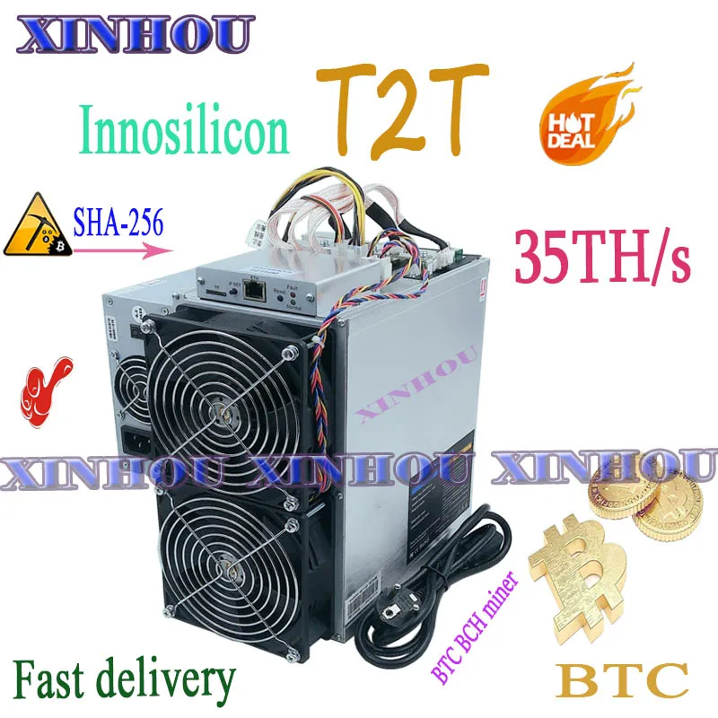 Новинка Майнер BTC BCH Innosilicon T2T 35T с блоком питания Asic биткоинов лучше чем Antminer S9 S17 T17