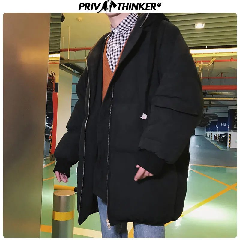 Privathinker мужские утепленные длинные зимние куртки парки мужские с капюшоном модные повседневные зимние пальто Мужская теплая куртка одежда