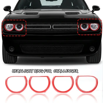 

for Dodge Challenger 2015-2019 Front Headlight Bezels Trim Front Lamp Protective Cover Kit Red