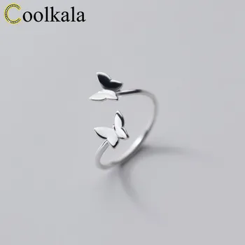 

Coolkala silver ring female small fresh and sweet girl heart glossy butterfly ring opening