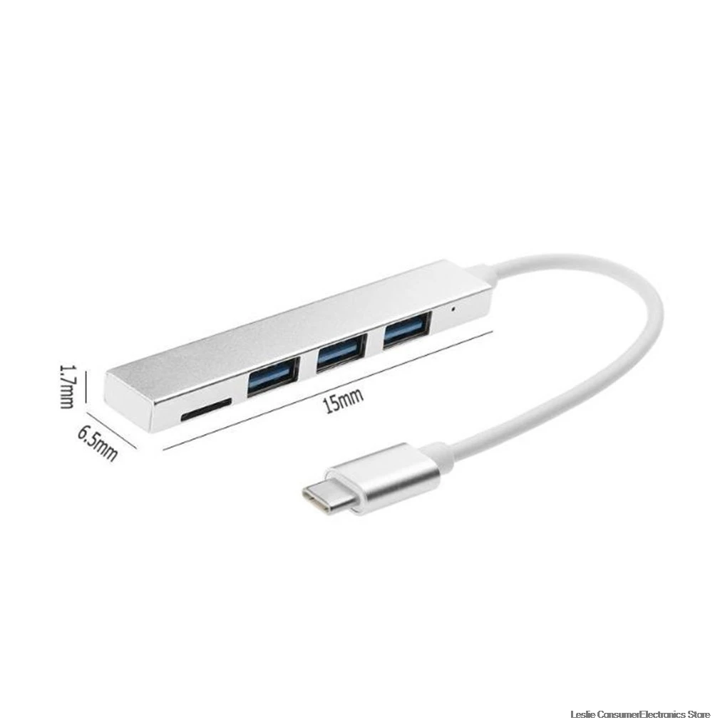 4 в 1 USB C type-C концентратор USB 3,0 магниевого сплава концентратор с TF слот для чтения 3 порта для MacBook hp DELL ноутбука