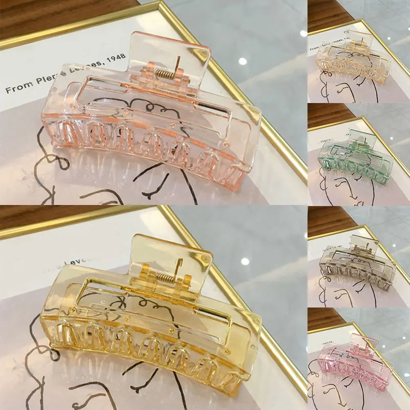 claw hair clips 2021 New Claw Clip for Women Tough Colorful Plastic Hair Claw Large Size Hair Clamps Claw Clip Crab Chic Hair Accessories Gift hair clip ins