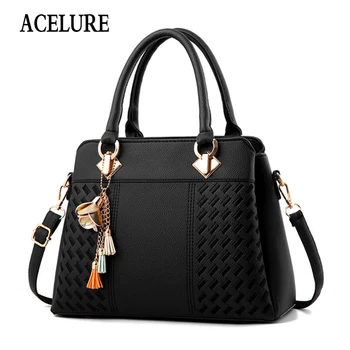 

ACELURE Tassel Flower Pendant Women Shoulder Crossbody Bags PU Leather Handbags Simple Style All-match Designer Clutch Bags