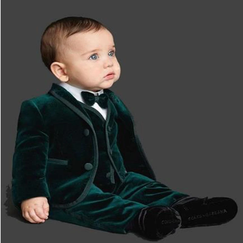 2020 Dark Green 3 Pieces Velvet Baby 