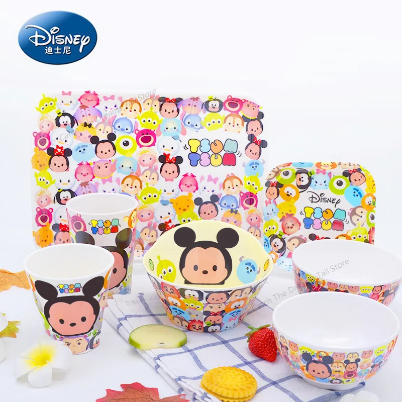 Disney Tsum Dinnerware Mickey Mouse Children's Cartoon Tableware Kitchen Dishes Plate Cup Spoon Supplies | Дом и сад