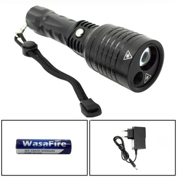 

Q5 Rechargeable Tactical Lantern Green Laser Flashlight Zoom 3 Modes Led Torch with 18650 Battry+Charger for Hunting Shooting