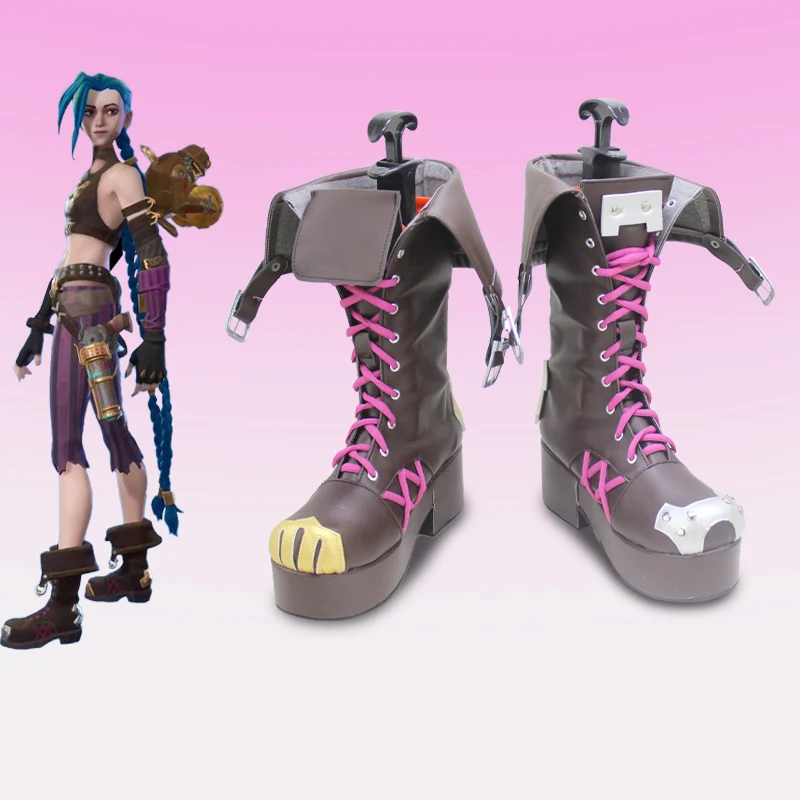 arcane-jinx-zapatos-de-cosplay-para-mujer-botas-de-tacon-alto-color-negro-para-halloween