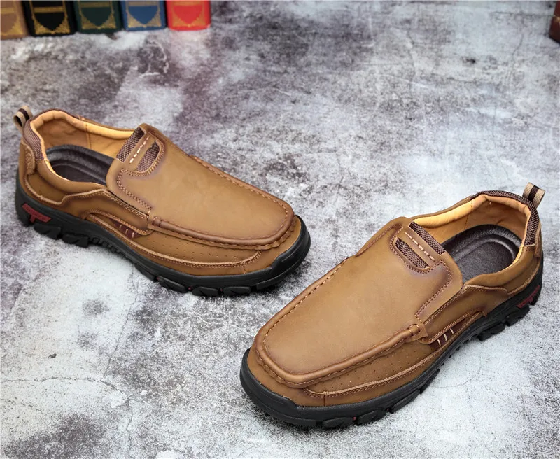 Merkmak/ г.; осенние ботинки из натуральной кожи; Мужская обувь; зимняя повседневная Рабочая обувь; уличные слипоны; оксфорды; chaussure homme; большие Size38-48