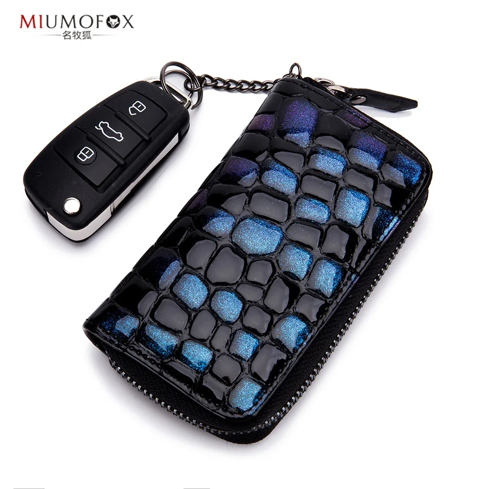 

New Style Fashion Patent Leather Bright Skin Key Women's Multi-functional Large-Volume Car Universal Key Bag Zipper Fashion
