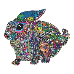 Novo coelho colorido quebra cabeça de madeira 3d diy a3 a4 a5 pop bloco alienígena animal jogo de quebra cabeça 100 200 300 grama para crianças caixa de presente da criança