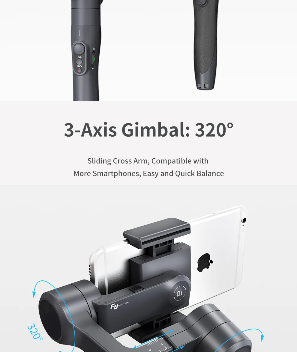 FeiyuTech Feiyu Vimble 2 смартфон карданный Ручной Стабилизатор для Кореи с 183 мм удлинительным полюсом для iPhone X 8 7 XIAOMI
