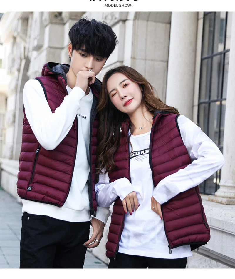 

2020Men Women Electric Heated Vest Heating Waistcoat Thermal Warm Clothing Feather Hot Sale Winter Heated Jacket new technology