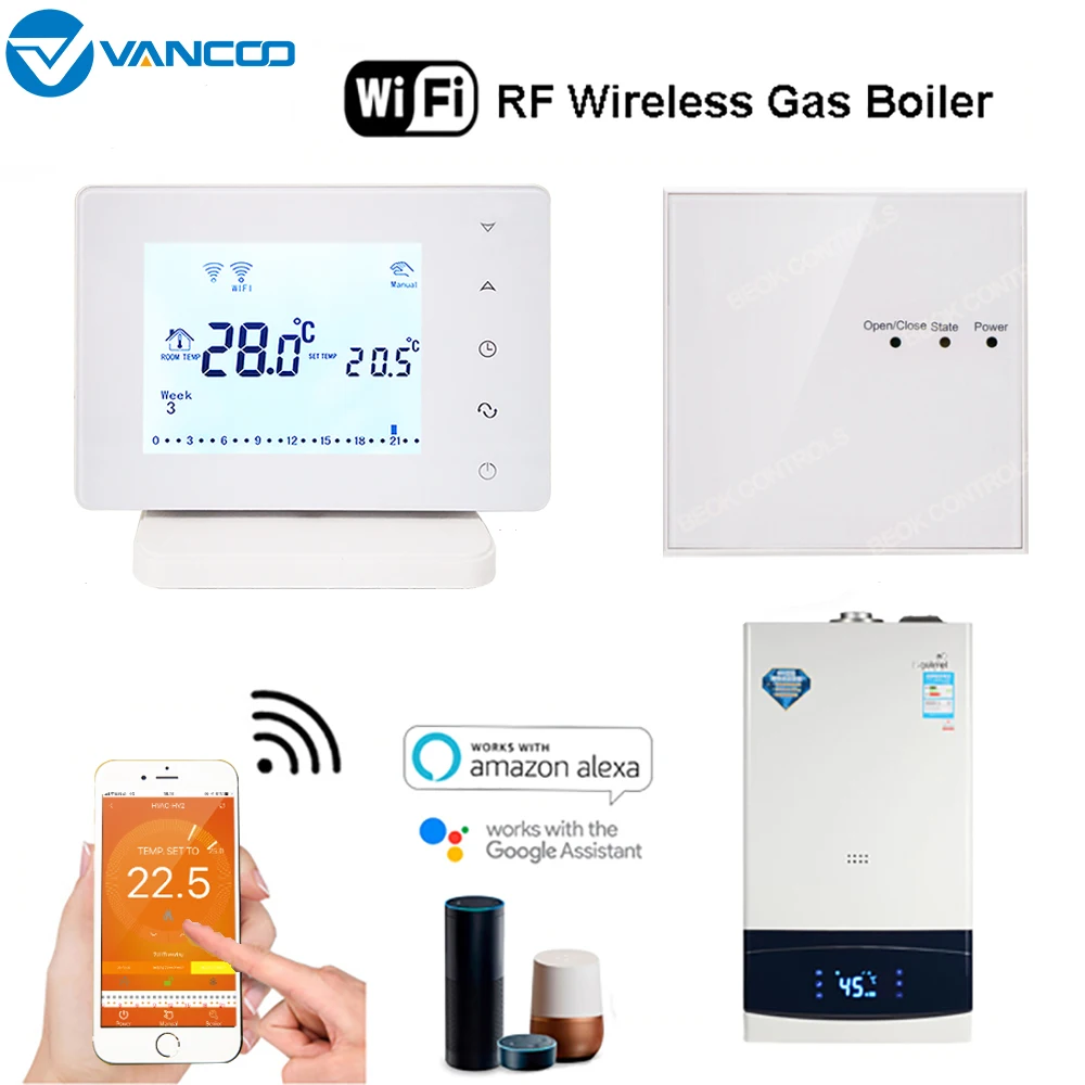 Термостат для газового котла Vancoo Wi Fi и RF 220 В|Приборы измерения температуры| |
