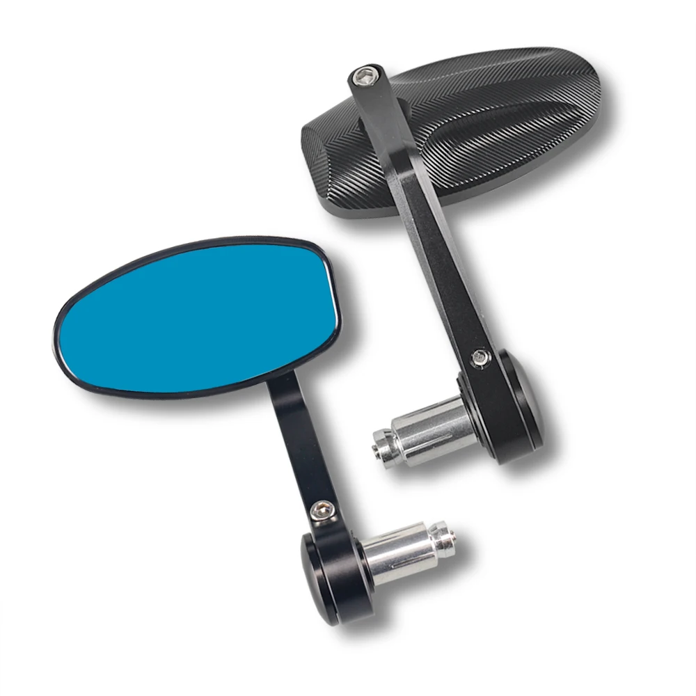 1 Pair 7/8 22mm Universal Cnc Motorcycle Bar End Black Rearview Side