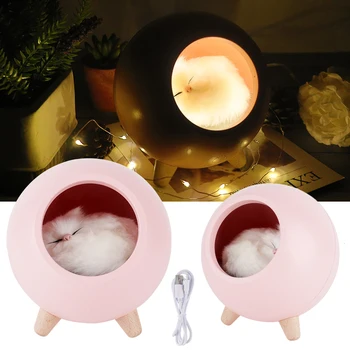 

Creative Cute Cat LED Night Light Lamp for Bedroom Baby Room USB Rechargeable Dimmable Bedside Light Birthday Christmas Gifts