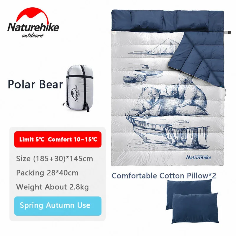 Спальный мешок Naturehike Polar Bear для двоих съемный односпальный с подушкой дышащий