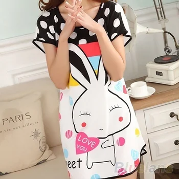 

Summer new short-sleeved pajamas skirt female milk silk cartoon cute
