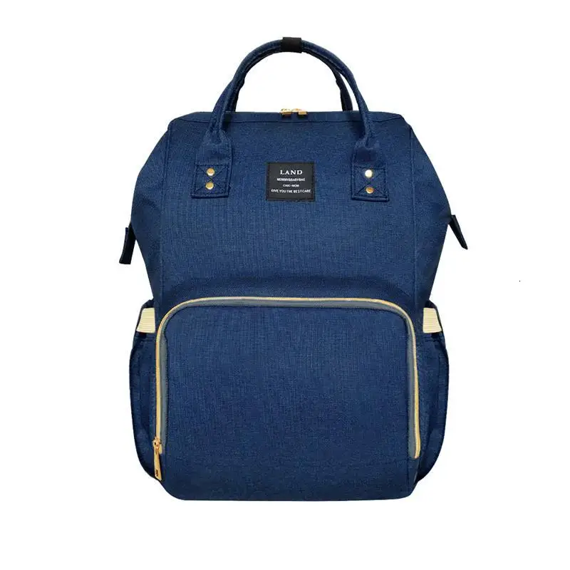 Navy Blue LAND новая детская сумка для подгузников, модная сумка для мамы, подгузник для беременных, Большая вместительная детская сумка, рюкзак для путешествий, дизайнерская сумка для кормления - Цвет: Navy Blue