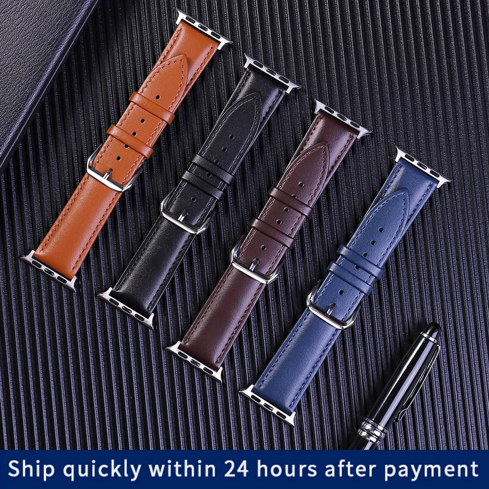 

Leather Watchband for Apple Watch Strap Series 5 4 3 2 1 Bracelet 42mm 44mm 38mm 40mm correa pulseira iwatch Band Accessories