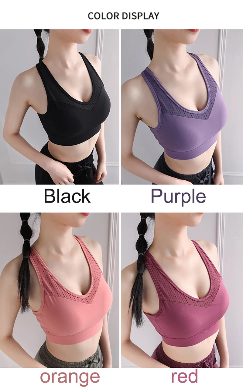 S-5XL Sports Top Yoga Bra Women Push Up Underwear BH Gym Shirt Fitness Breathable Sportswear Sports Bra Crop Tank Top Plus Size