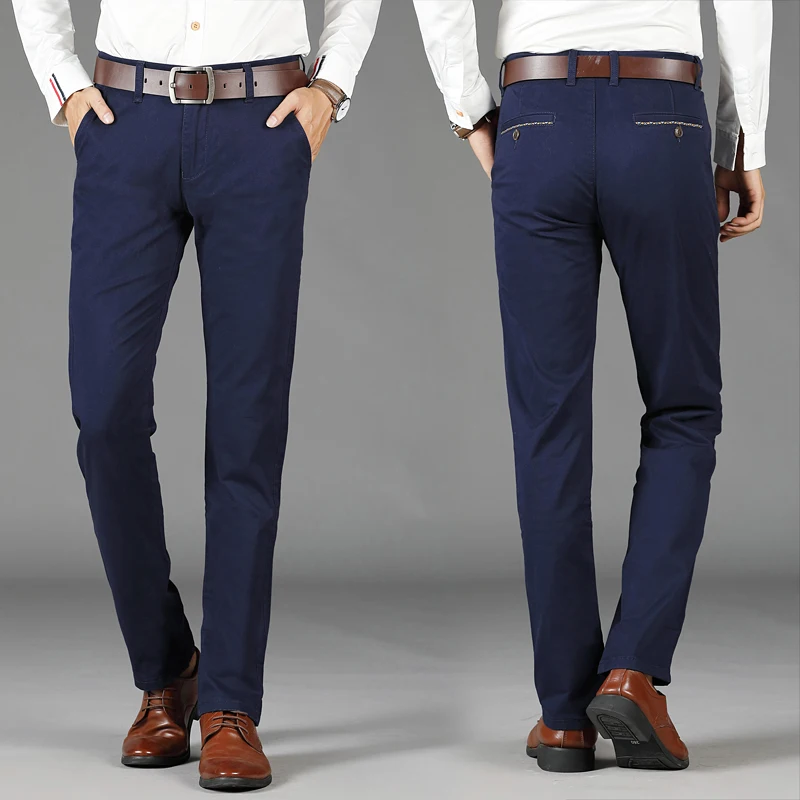 Брендовые брюки мужские повседневные эластичные длинные брюки мужские хлопковые сетчатые прямые рабочие брюки мужские осенние большие размеры 29-38 40 42 44 46