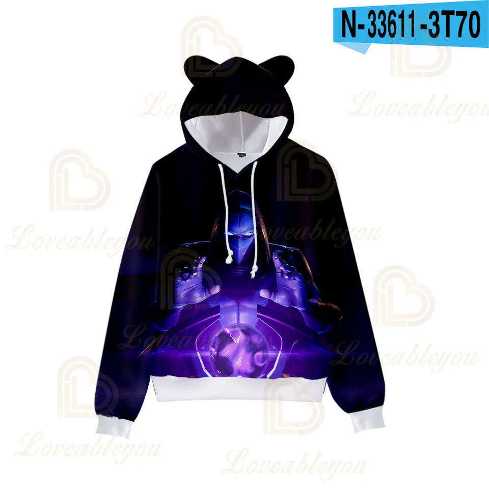 

Fashion 3D Print Comic Game Hoodie Boys Girls Hooded Autumn Kawaii Cat Ears Kids Hoodie Pullovers