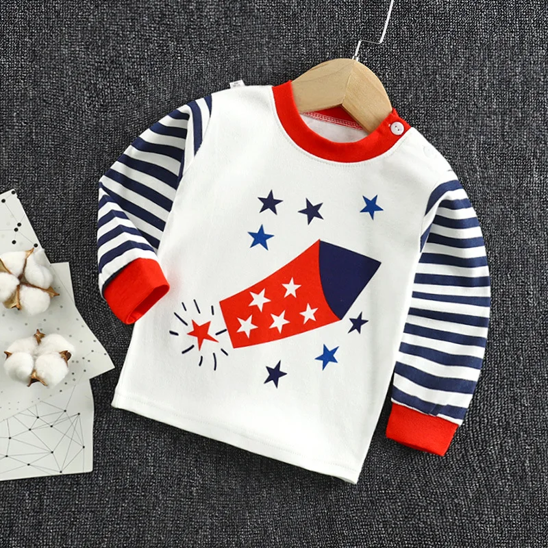

ZWY264 New Arrivel Striped Baby Girls Cotton Long Sleeve T-shirt Autumn Children Clothing Blouse Tops Boys Long Sleeve Tops