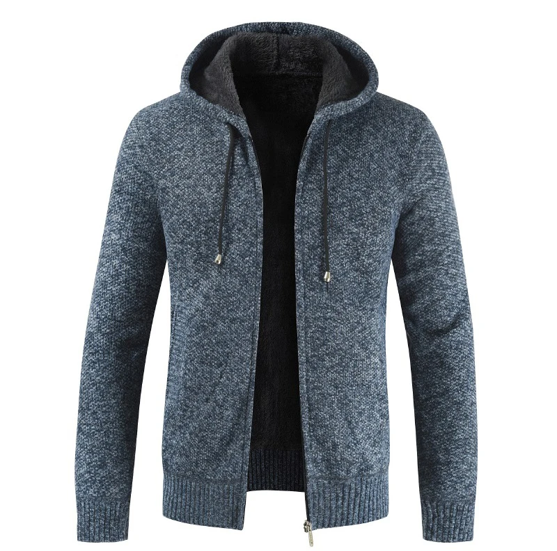 NEGIZBER Winter Jacket Men Solid Slim Fit Hooded Mens Coat and Jackets Thick Fleece Wool Jacket Men Warm Outwear Coats