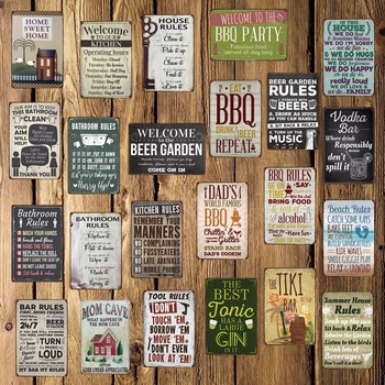 

BBQ Kitchen House TOOL RULE Metal Signs Custom wholesale Iron painting Bar PUB Decor DD-1688