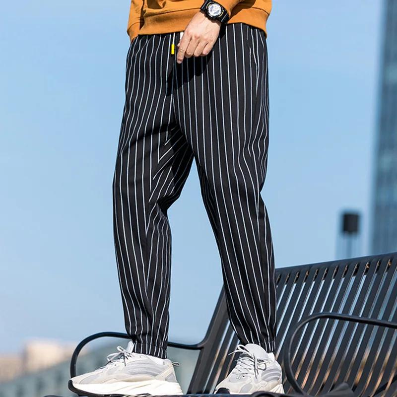 

Autumn 2019 New Style Pants Men's Korean-style Trend Loose-Fit Ankle Banded Pants Stripes Popular Brand Versatile Sports Casual