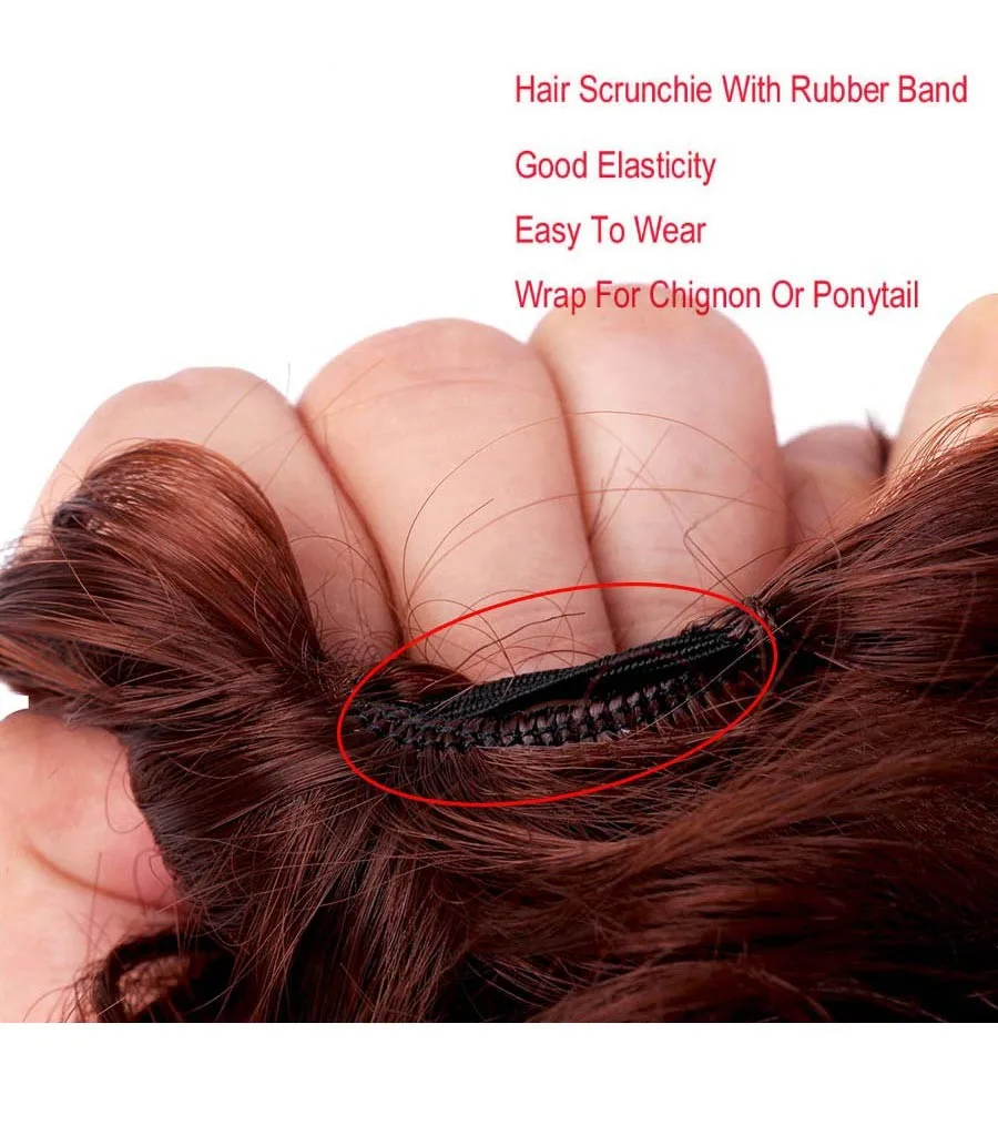 Vigorous Synthetic Hair Chignon Donut Curly Hair Bun Pad Chignon Elastic Hair Rope Rubber Band Hair Extensions for Women and Kid