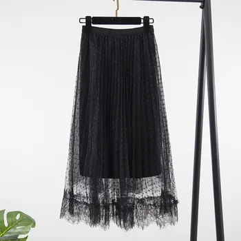 

Pleated Skirts for women High Elastic Waist Chiffon Patchwork Maxi Long Pleated Skirts Beach Casual Skirt for girls 2020 New
