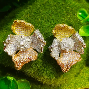 

missvikki New Design Natural Flower Stud Earrings Shinning CZ High Quality Elegant Women Essential Jewelry Accessories 2020