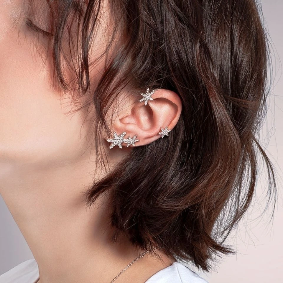 Ik zie je morgen Toneelschrijver Uitmaken Oor Manchet Goud Kleur Non Piercing Sneeuwvlok Oor Hoop Fake Kraakbeen  Earring Sieraden Voor Vrouwen Sweet Party Bruiloft Clip oorbellen|Klem  Oorbellen| - AliExpress