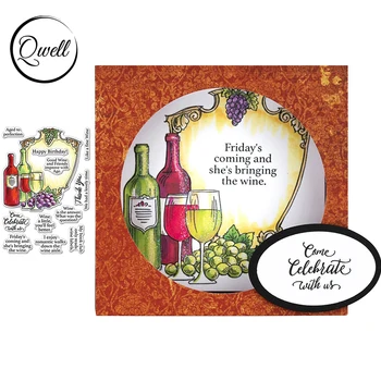 

QWELL Grape Wine Beer Cup Words Clear Silicone Stamps For DIY Scrapbooking Craft Paper Cards 2020 Hot Sale
